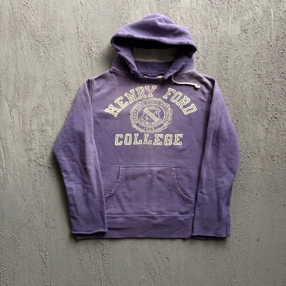 Go To Hollywood Hoodie Large Purple Distressed 150CM Japan Denim Dungaree